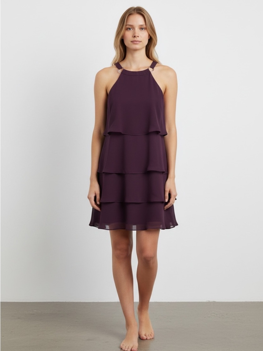 S.L. Fashions Chiffon Tiered Dress Size 6